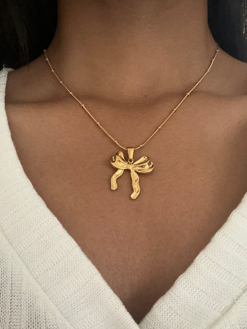 Aria Bow Pendant Necklace | Gold Plated Anti-Tarnish Jewellery