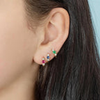 Prism Glow 3 Stone Huggie Earrings | 925 Silver Minimal Luxury Jewellery