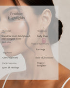 Earring on a model with product details overlay