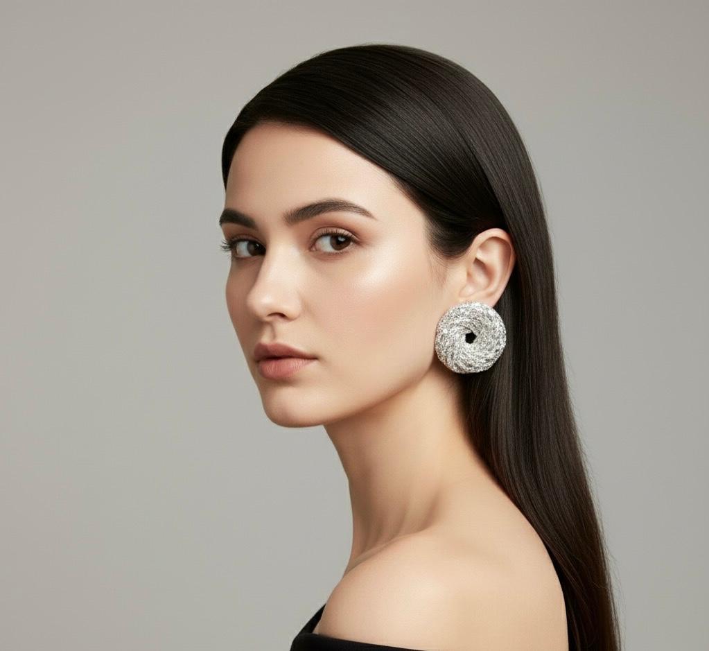 Prism Spiral Statement Earrings | Hand-Beaded Multi-Color & Silver Disc Earrings