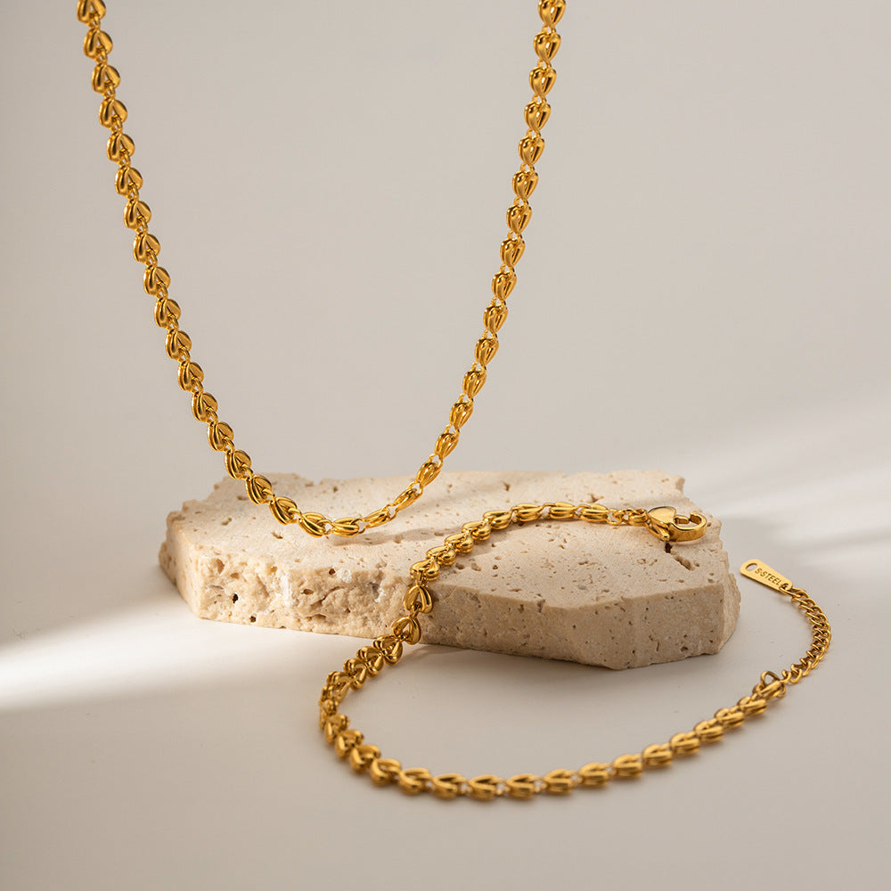 Eternal Love Woven Bracelet & Necklace Set | 18K Gold Plated Stainless Steel | Anti-Tarnish Everyday Luxury