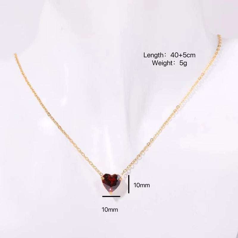 Birthstone Heart shaped Pendant Necklace
