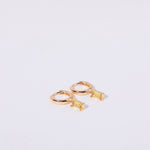 Birthstone Baguette Huggies: 18K Gold Plated
