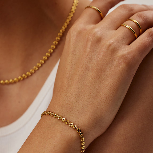 Eternal Love Woven Bracelet & Necklace Set | 18K Gold Plated Stainless Steel | Anti-Tarnish Everyday Luxury Hover Image