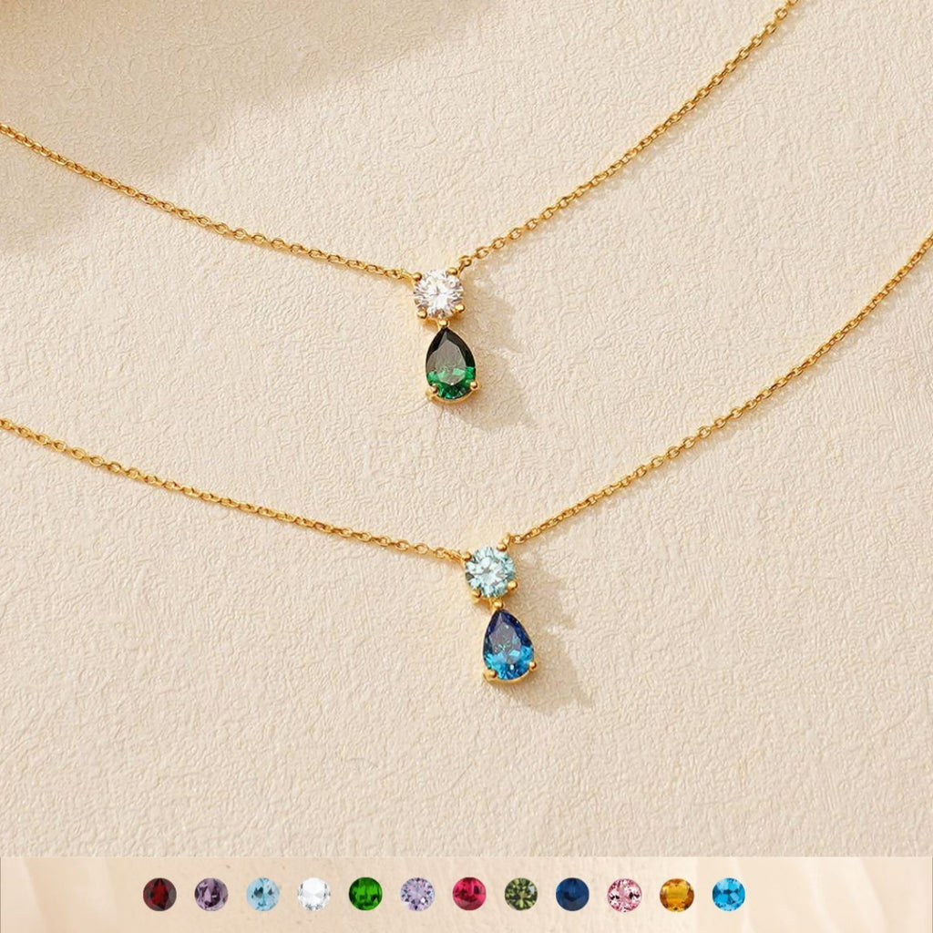 Birthstone Pear Pendant Necklace