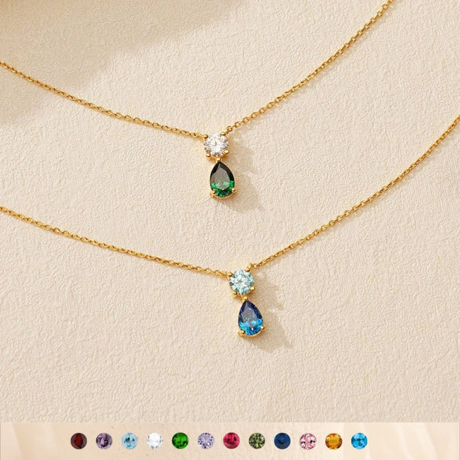 Birthstone Pear Pendant Necklace Hover Image