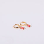 Birthstone Baguette Huggies: 18K Gold Plated