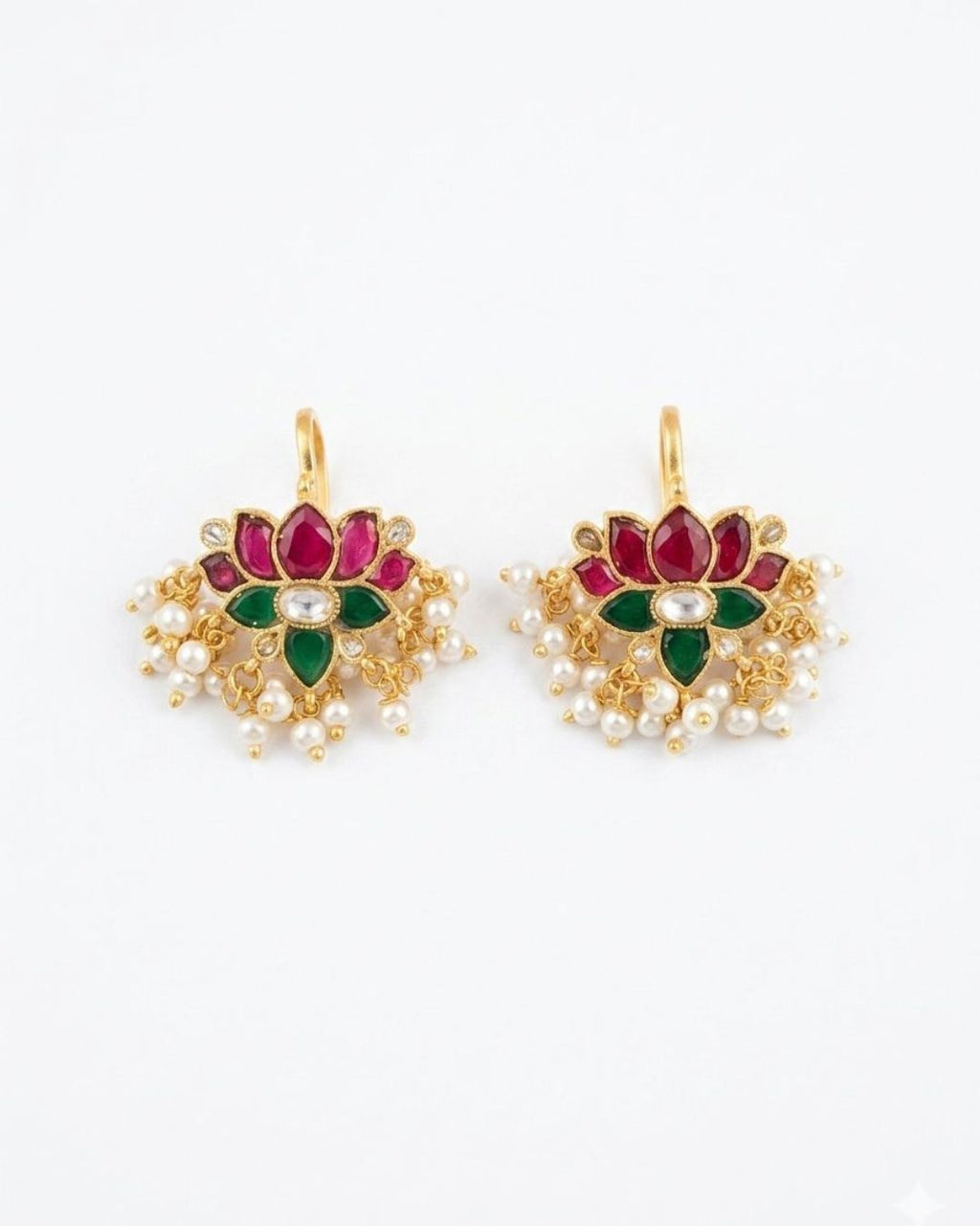 lotus gold plated kundan ear cuff bugadi style