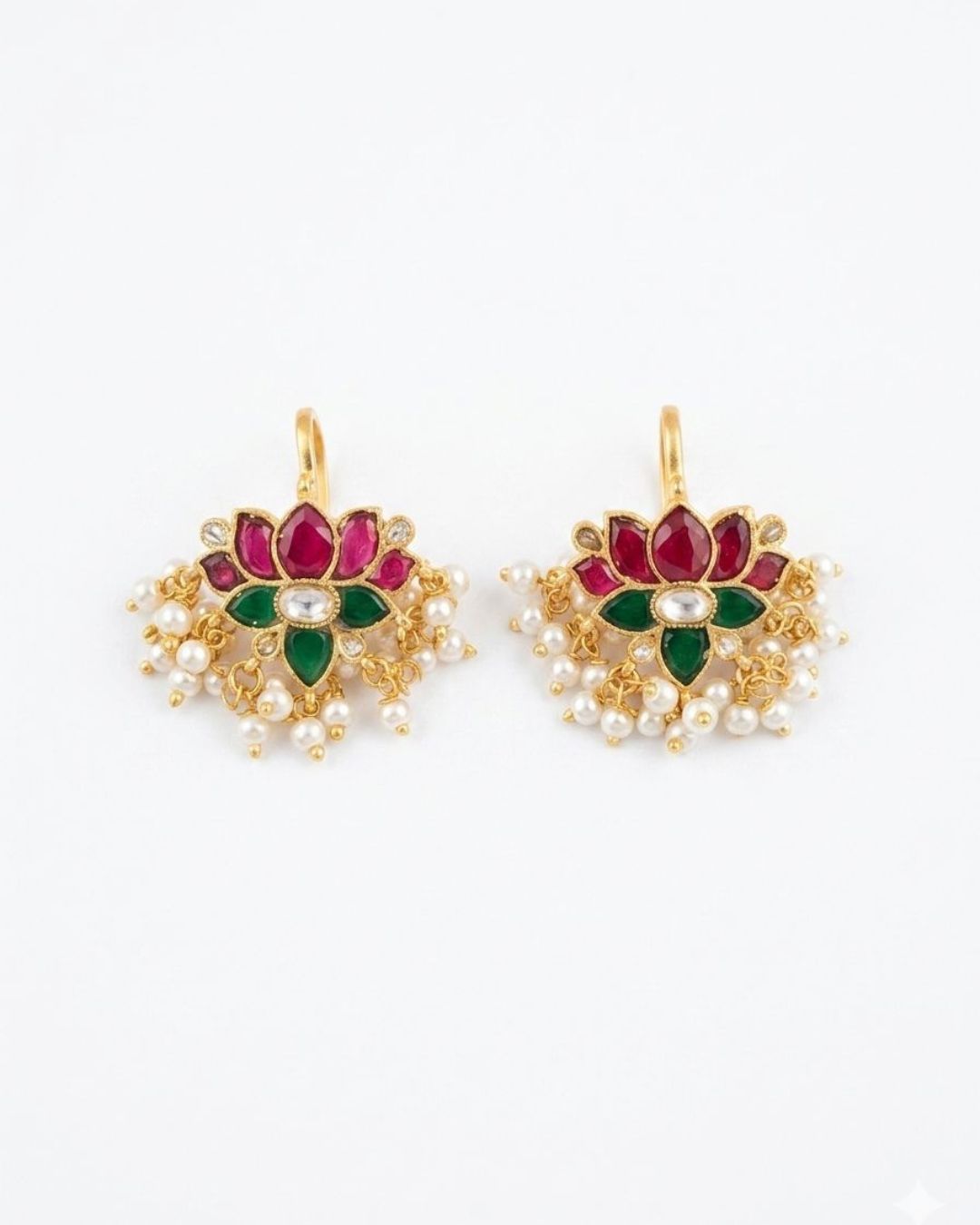 lotus gold plated kundan ear cuff bugadi style
