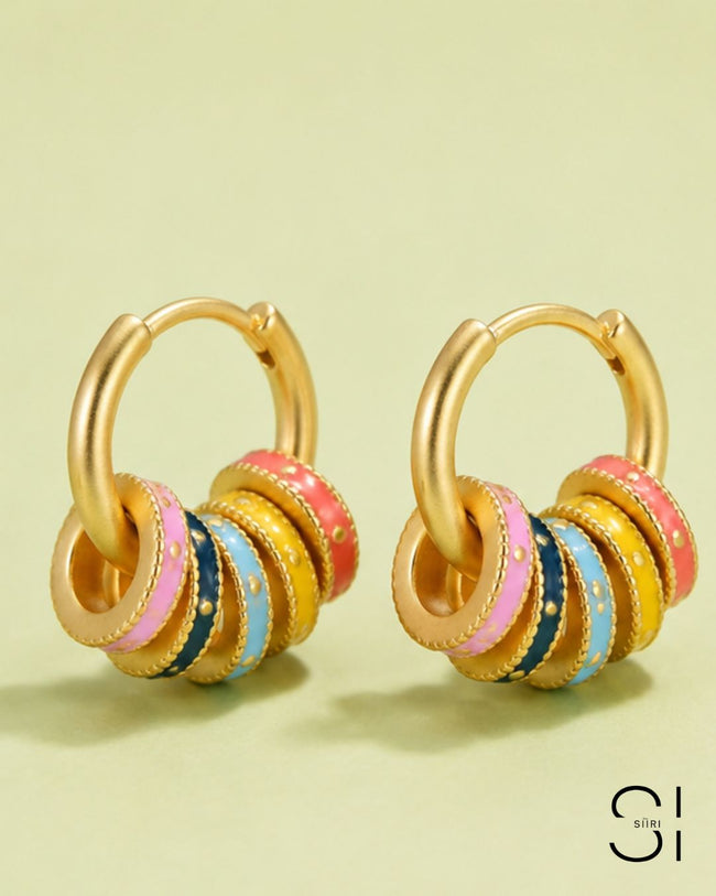 Candy Pop Charm Hoops | 18K Gold Plated Multi-Color Charm Hoop Earrings Main Image
