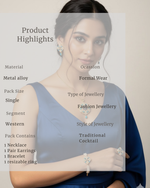 White Pearl Floral Jewellery Set | Gold-Plated Pendant, Earrings, Bracelet & Ring Festive Set