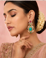 Multicolor kundan statement earrings with vintage detailing