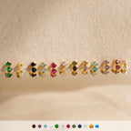 Birthstone Triple Stone Huggies: 18K Gold Plated