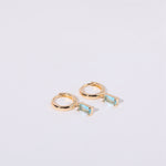 Birthstone Baguette Huggies: 18K Gold Plated