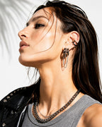 punk rock styling of gold plated dual tone chain drop earrings by shopsiiri