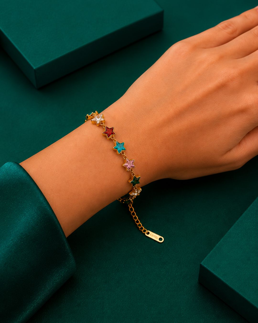 Multicolor star charm bracelet styled for everyday fashion and vacation looks