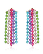 Candy Cascade Crystal Earrings with multicolor rhinestone tassel design