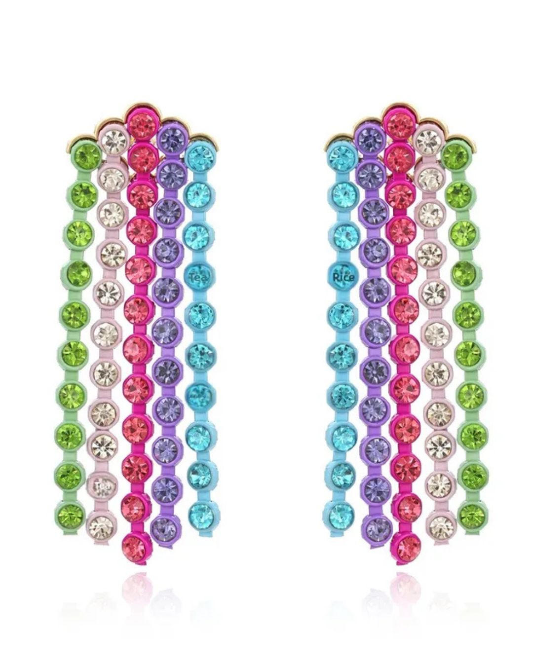 Candy Cascade Crystal Earrings with multicolor rhinestone tassel design