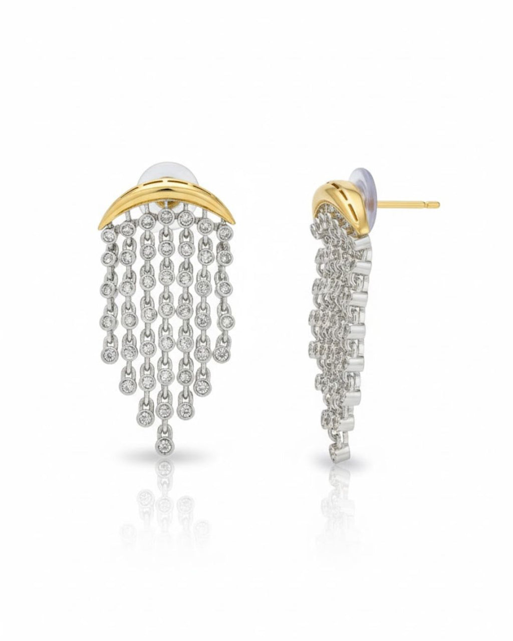 White Aura Chandelier Earrings in white stone variant with elegant CZ statement detailing