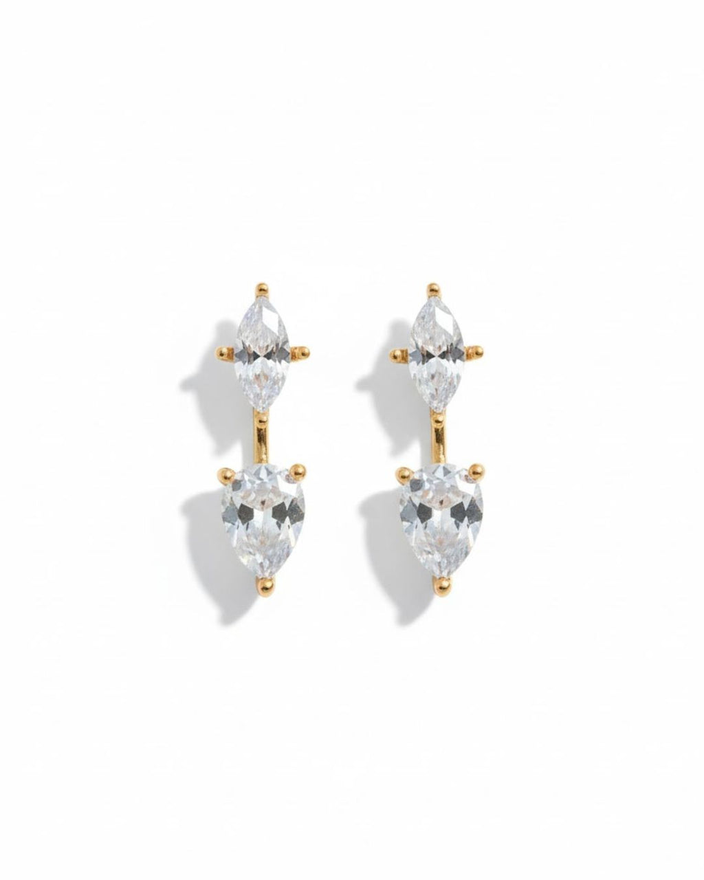 Gold and clear teardrop earrings for daily wear