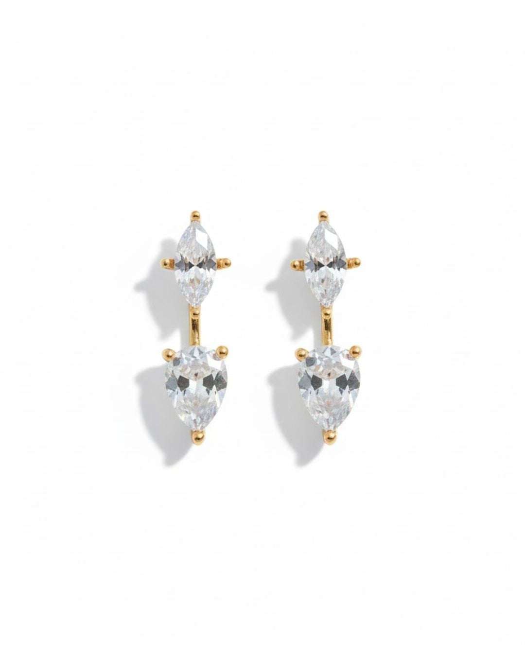 Gold and clear teardrop earrings for daily wear