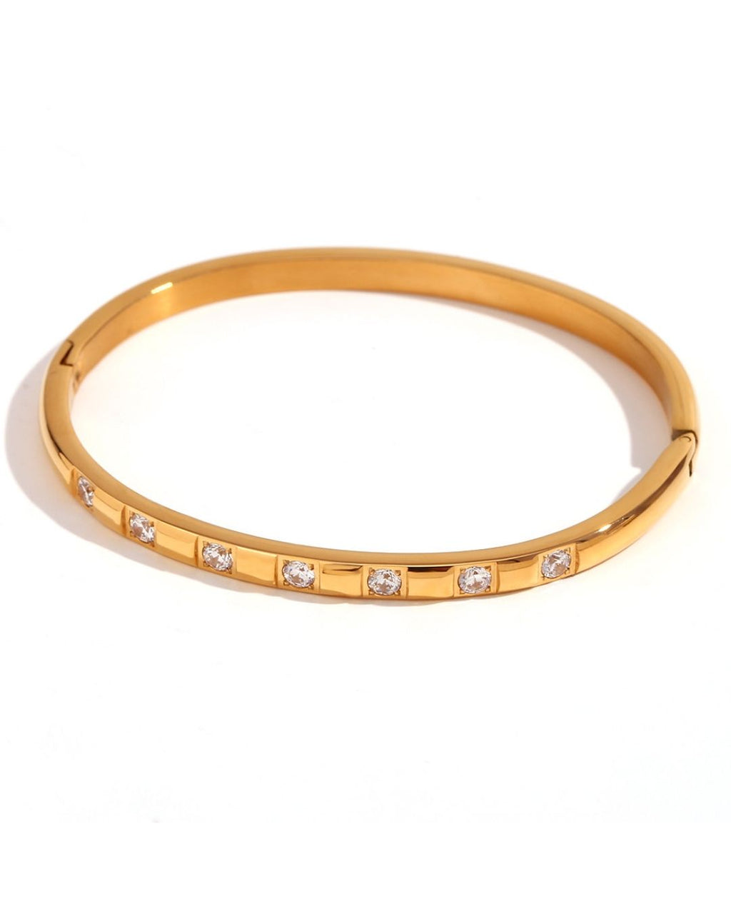 Gold bangle with embedded diamondsanti tarnish demi fine jewelry
