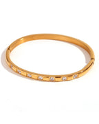 Gold bangle with embedded diamondsanti tarnish demi fine jewelry