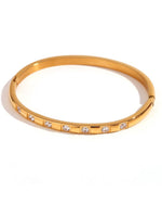 Gold bangle with embedded diamondsanti tarnish demi fine jewelry
