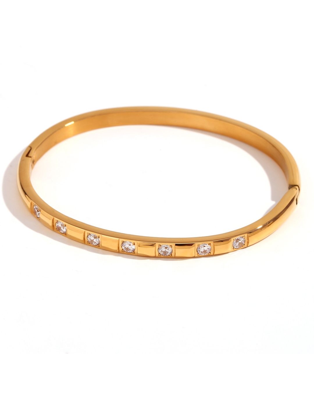 Gold bangle with embedded diamondsanti tarnish demi fine jewelry
