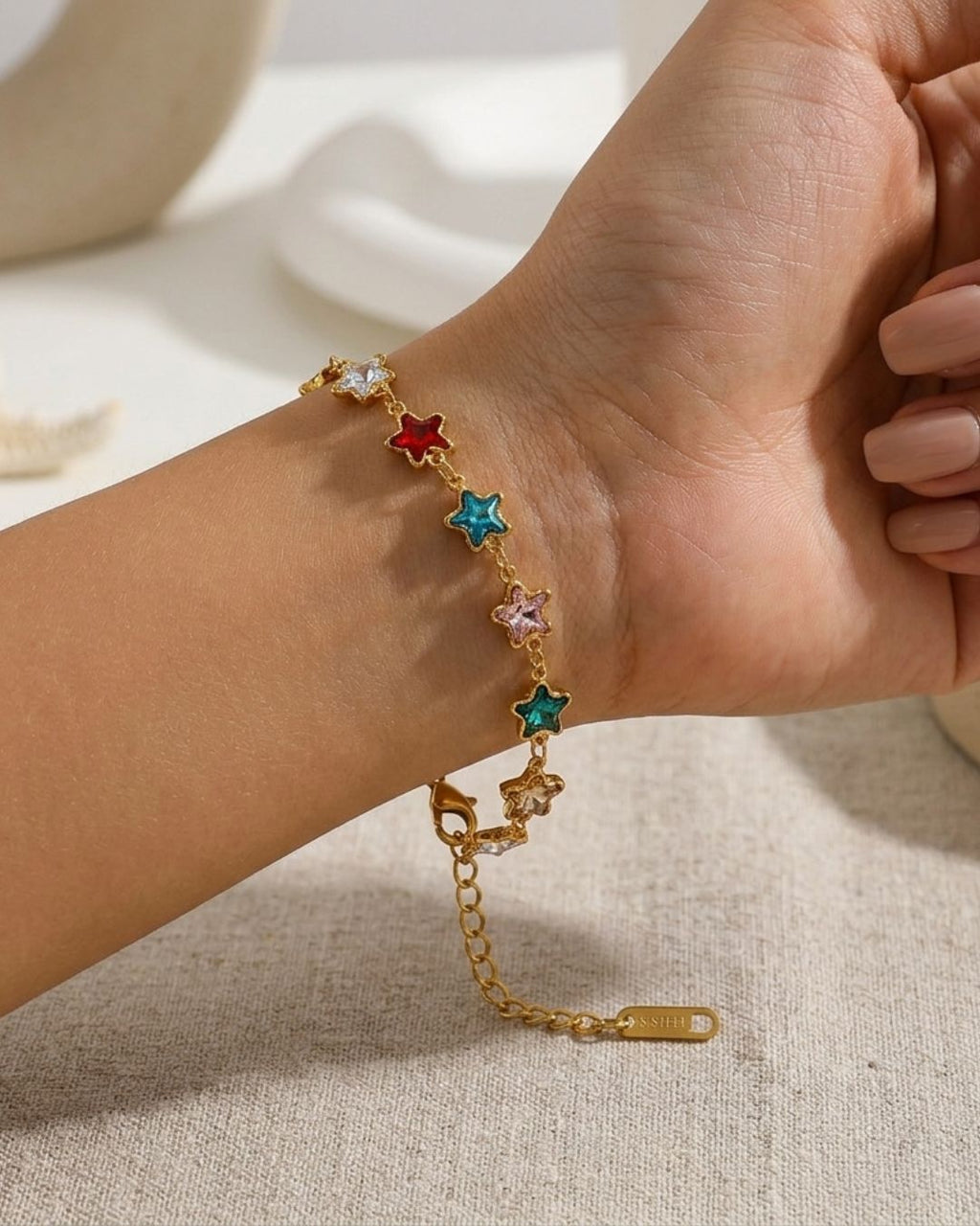 styling daily wear charm bracelet colourful gold plated anti tarnish demi fine jewelry