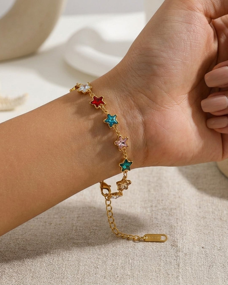 styling daily wear charm bracelet colourful gold plated anti tarnish demi fine jewelry