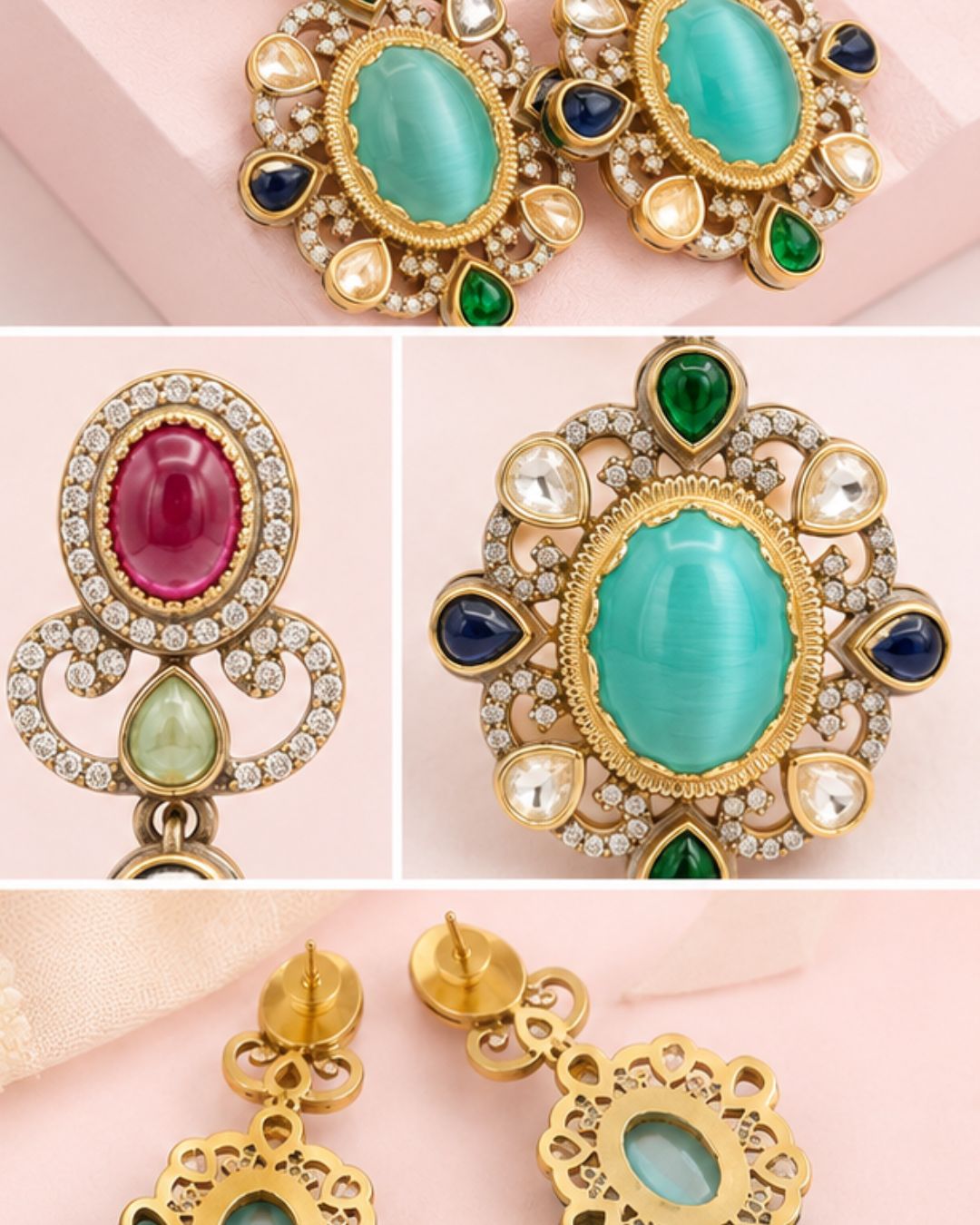 Luxury wedding earrings with intricate kundan craftsmanship