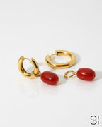 Red Dual Style Earrings styled as drop earrings with elegant red stone detailing