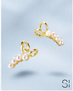 no piercing pearl gold plated anti tarnish ear cuffs