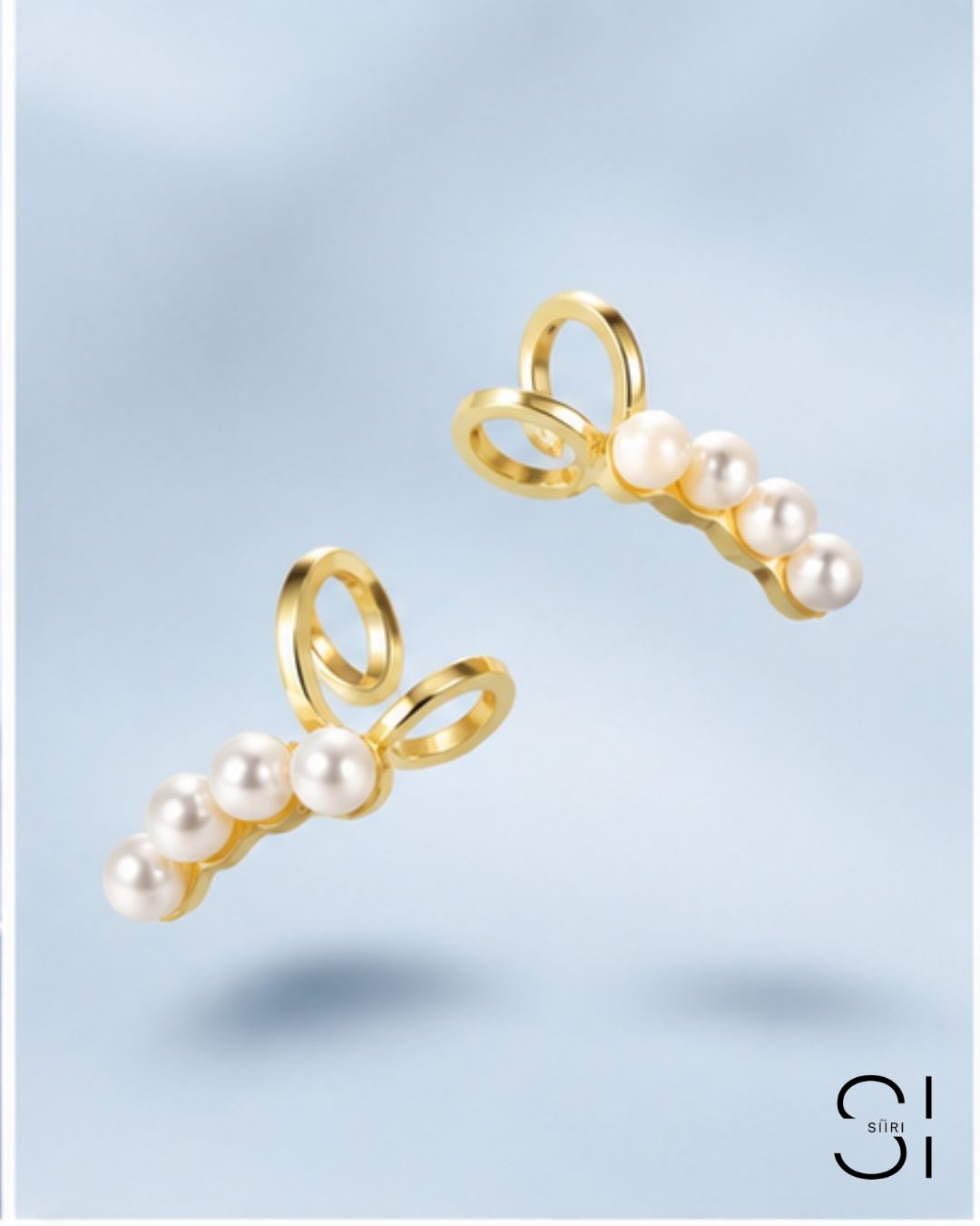 no piercing pearl gold plated anti tarnish ear cuffs