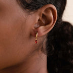 Birthstone Baguette Huggies: 18K Gold Plated