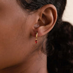 Birthstone Baguette Huggies: 18K Gold Plated