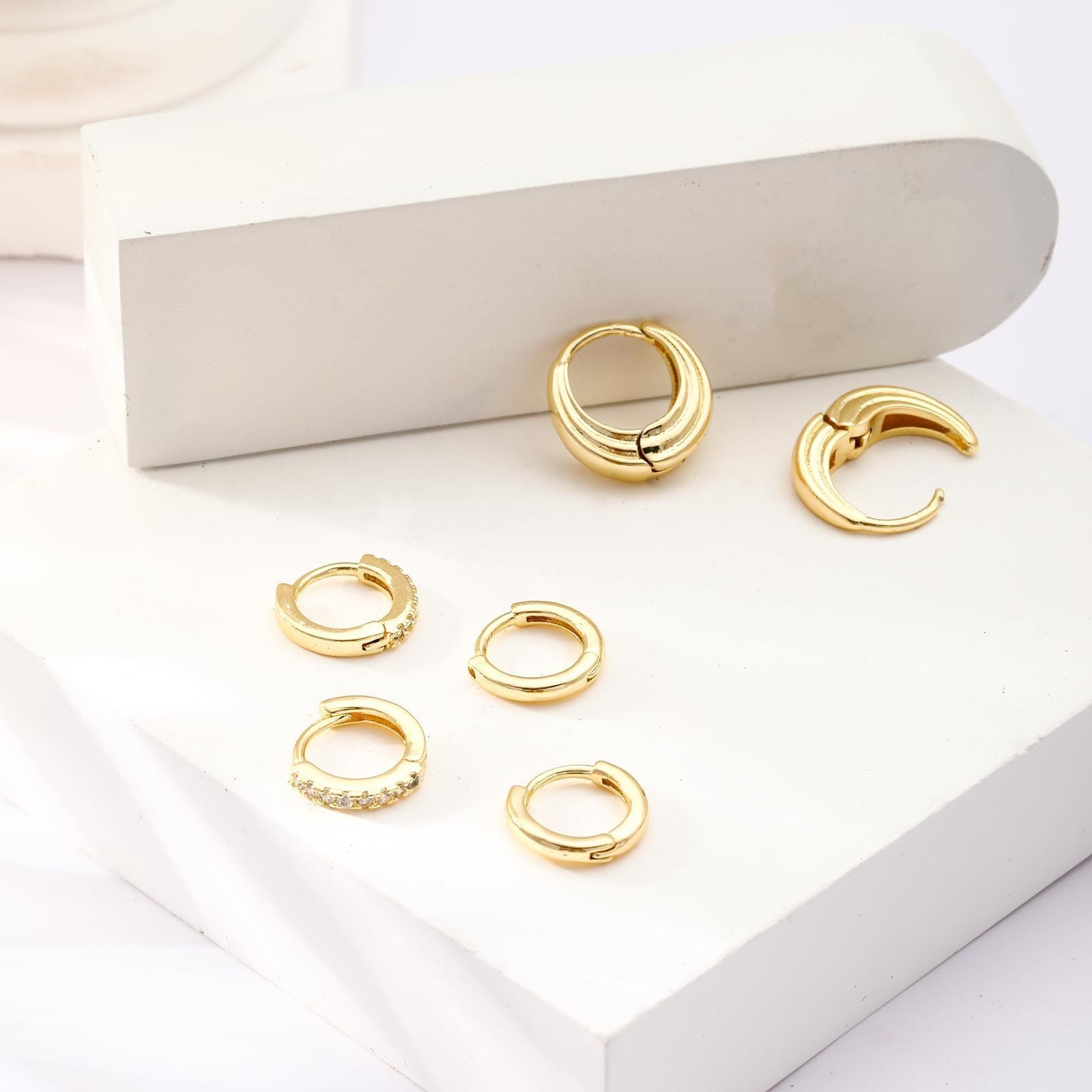 Trio Chic Set of 3 Huggie Earrings | Gold Plated Anti-Tarnish Hoop Earrings Set