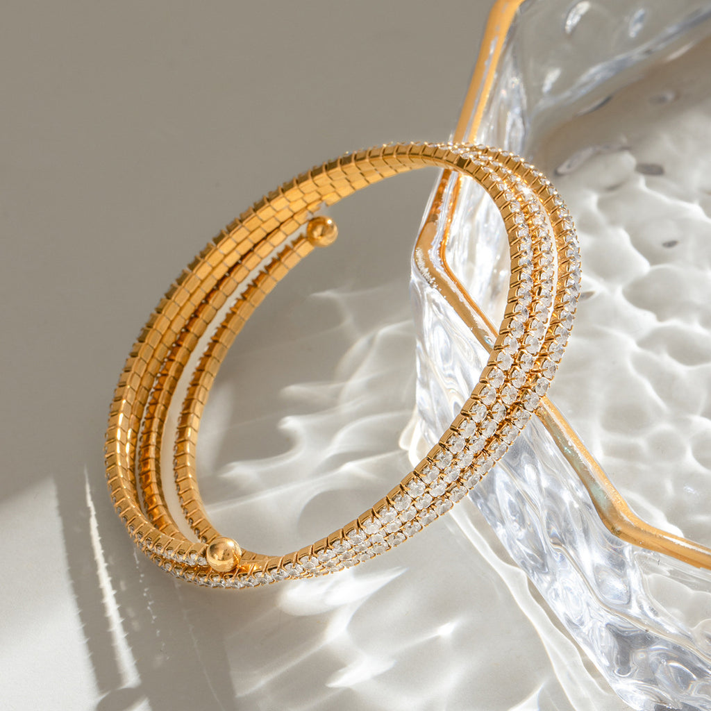 18K Gold Plated Tennis Wrap Bracelet | Anti Tarnish CZ Stone Party Wear Bracelet for Women
