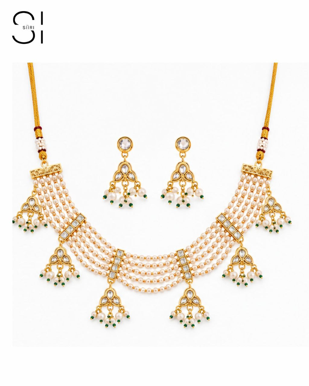 Festive pearl necklace set with handcrafted traditional design