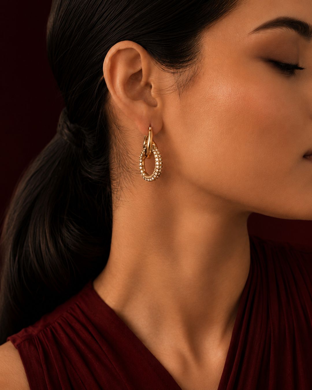 18K gold plated Halo Glow Hoops with anti-tarnish stainless steel finish