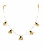 Noor Reversible Red and Green Pearl Charm Wire Necklace with 18K gold plated festive design and premium waterproof pouch packaging included
