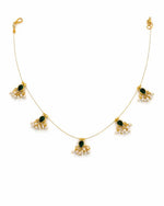Noor Reversible Red and Green Pearl Charm Wire Necklace with 18K gold plated festive design and premium waterproof pouch packaging included