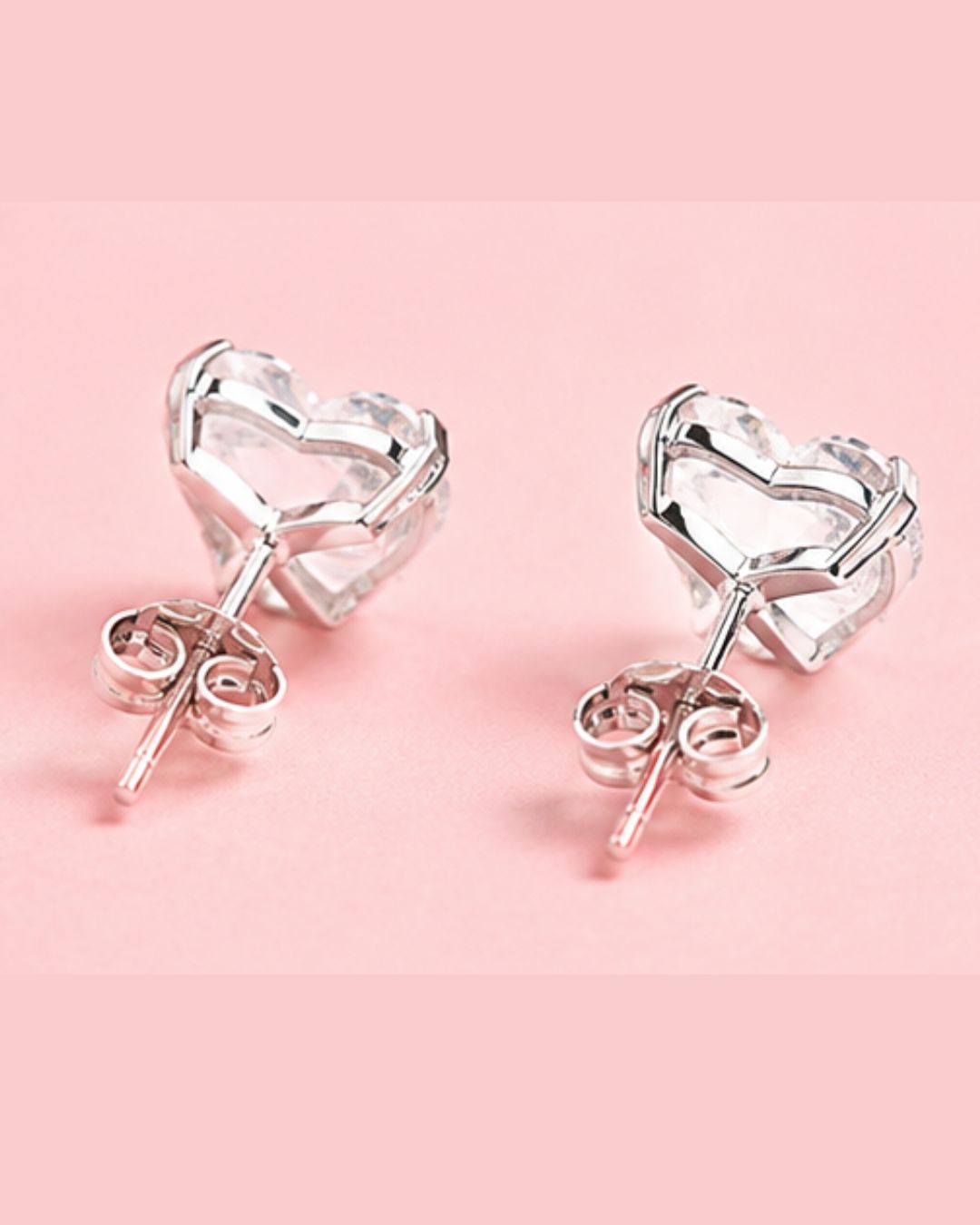 details of heart solitaire studs