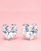 silver heart studs for woman