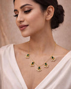 Noor Reversible Red and Green Pearl Charm Wire Necklace with 18K gold plated festive design and premium waterproof pouch packaging included