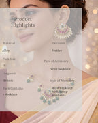 Padma Noor Traditional Wire Necklace with Kundan floral pendant, pearl charms and 18K gold plated festive design with premium waterproof pouch packaging included