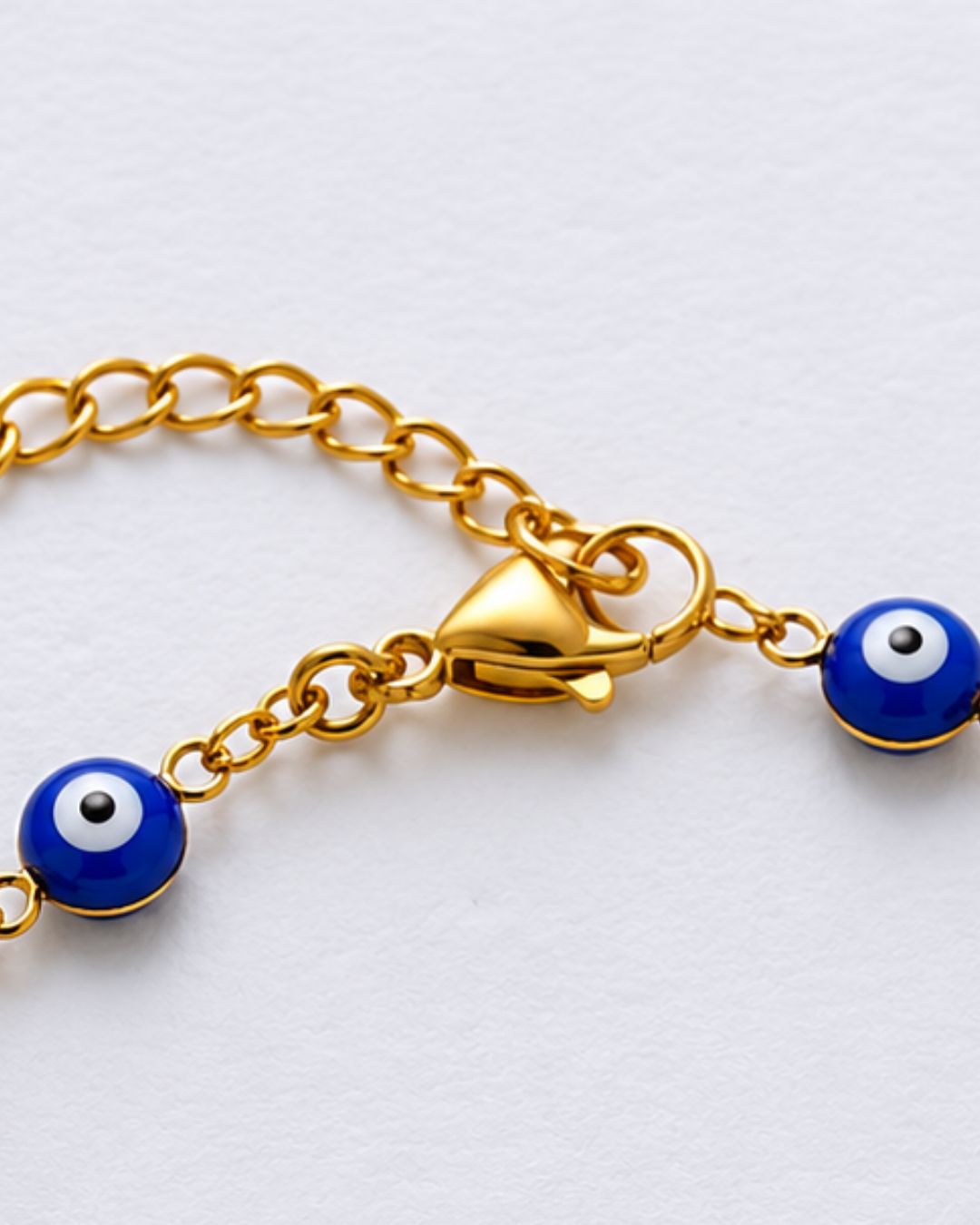 Detailed view of Blue Nazar Evil Eye Bracelet with adjustable fit