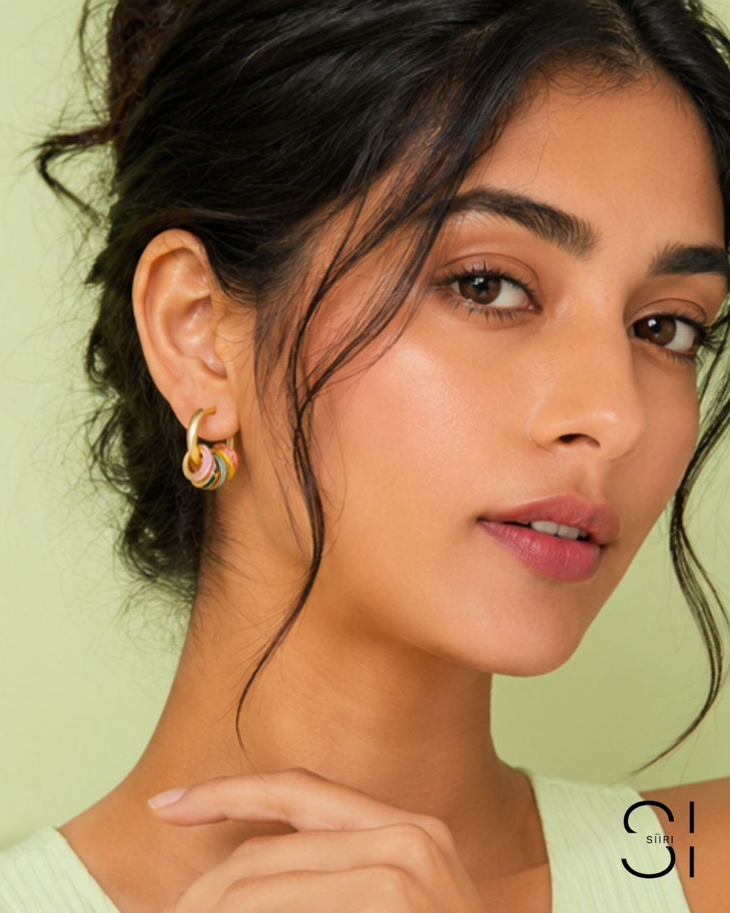model styling gols plated candy pop charm hoops enamel daily wear anti tarnish huggies casual
