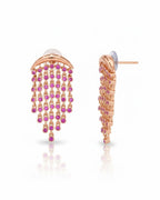 White Aura Chandelier Earrings in pink stone variant with sparkling chandelier design